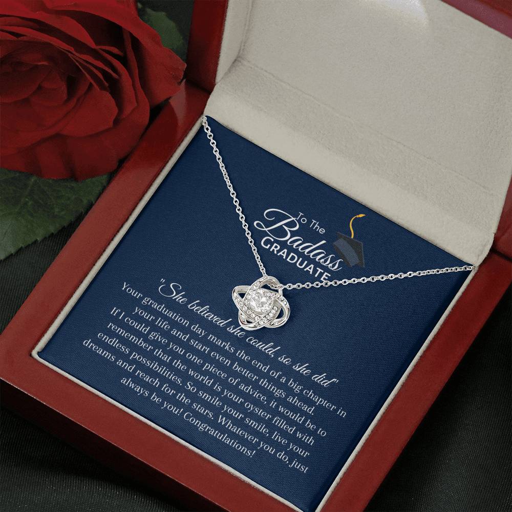 To The BadAss Graduate Love Knot Graduation Necklace