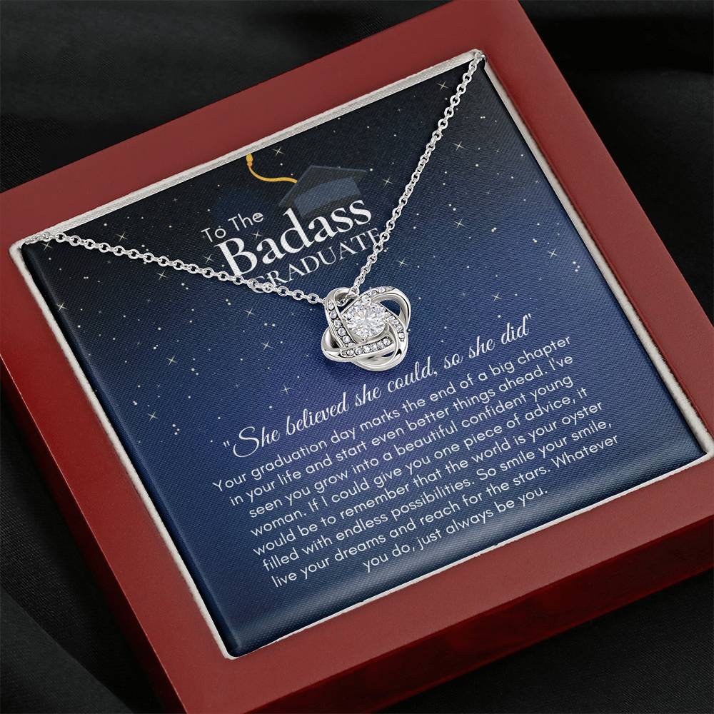 To The BadAss Graduate Love Knot Graduation Necklace V2