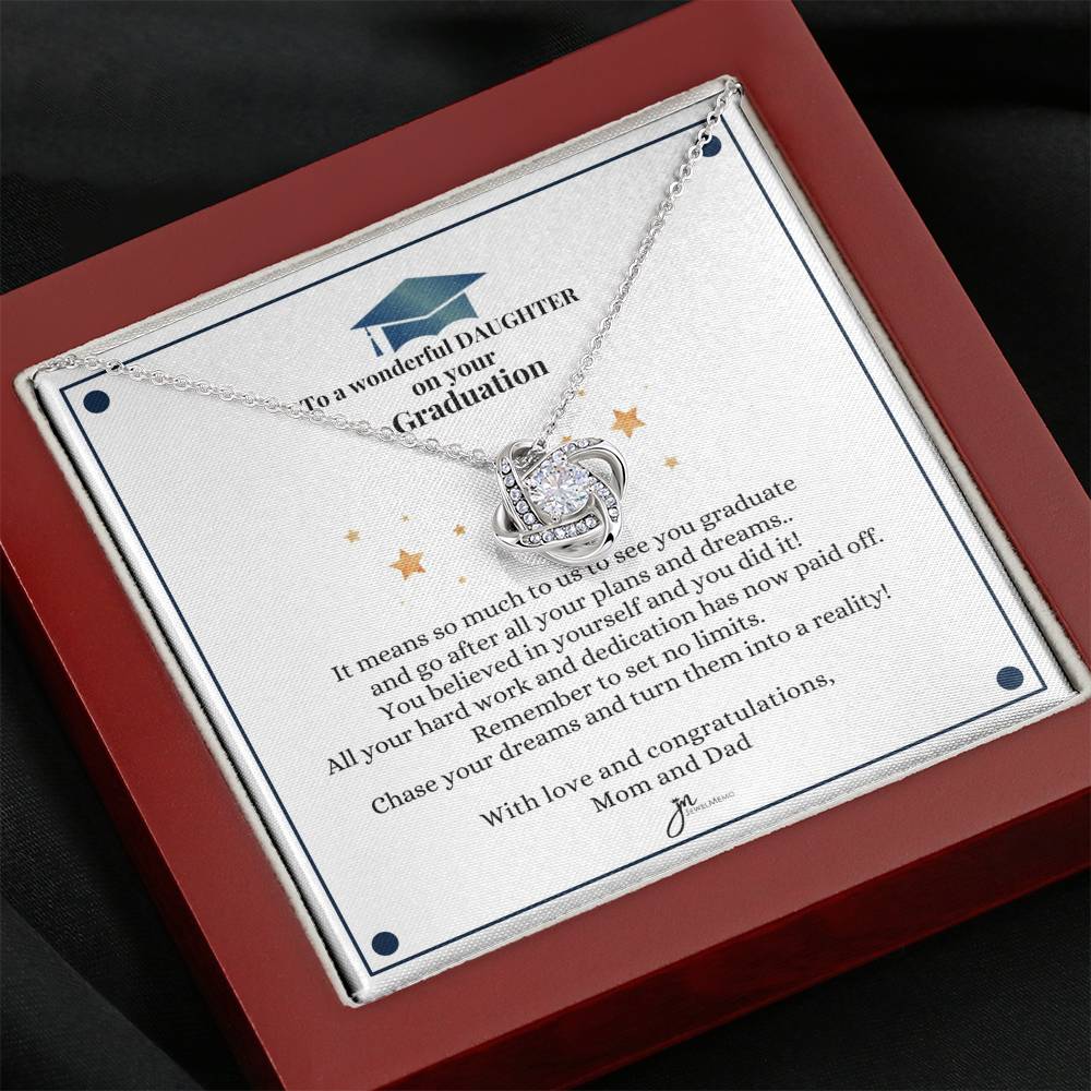 To A Wonderful Daughter Graduation Necklace - Love Knot