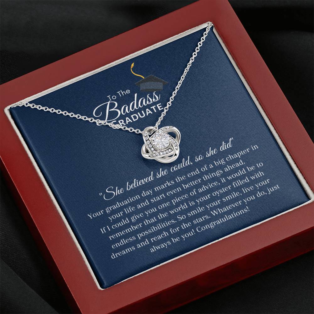 To The BadAss Graduate Love Knot Graduation Necklace