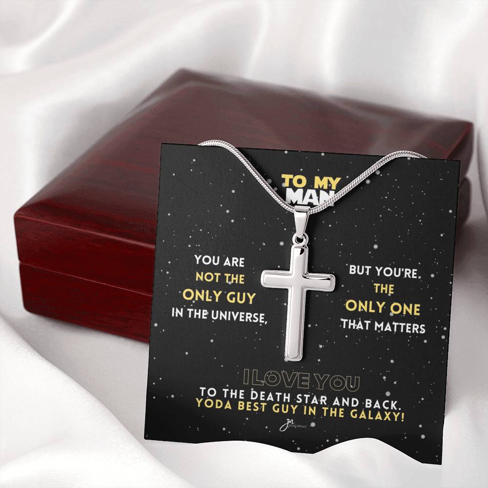To My Man Yoda Best Guy In The Galaxy Cross Necklace