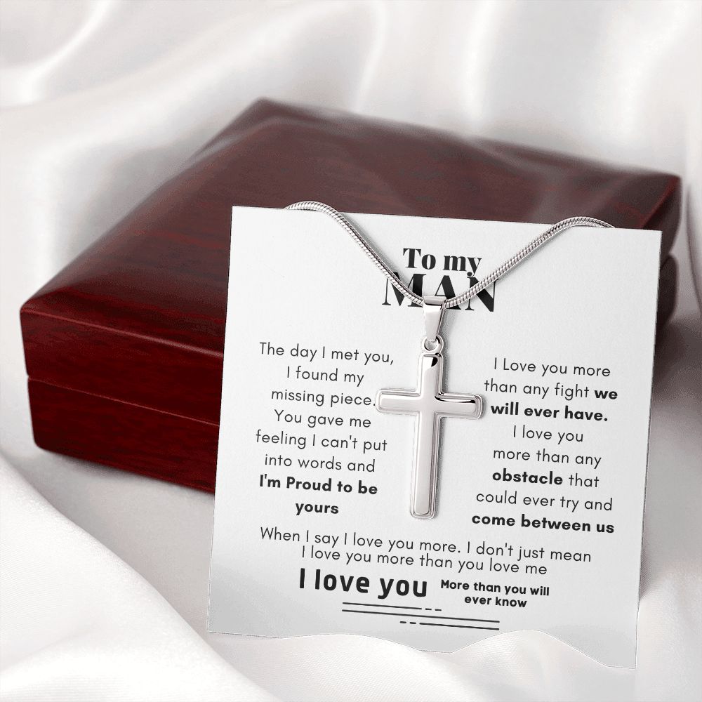 To My Man Proud To Be Yours Cross Necklace
