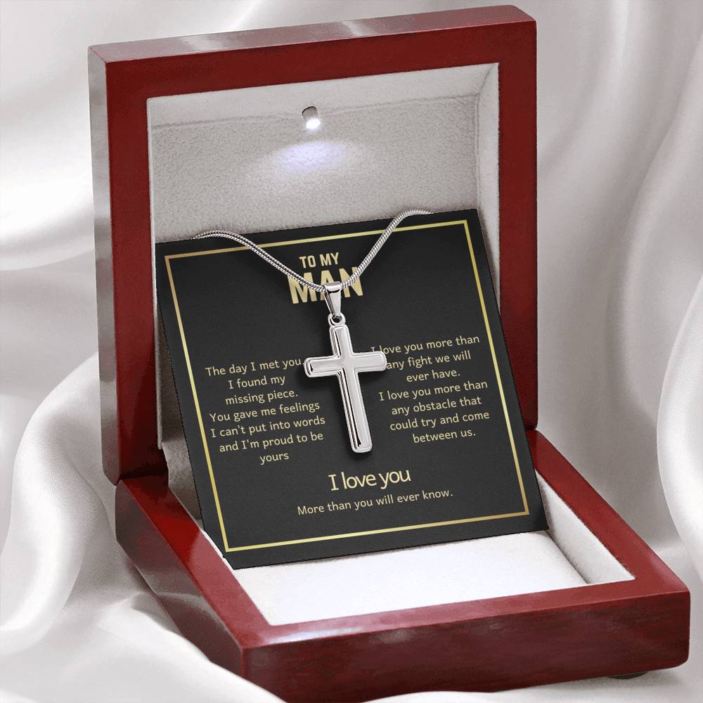 To My Man Cross Necklace - I Love You