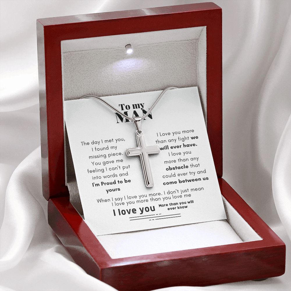 To My Man Proud To Be Yours Cross Necklace