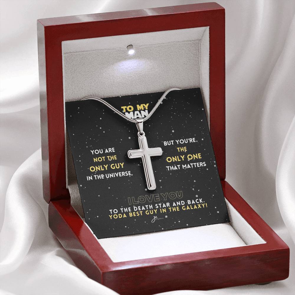 To My Man Yoda Best Guy In The Galaxy Cross Necklace