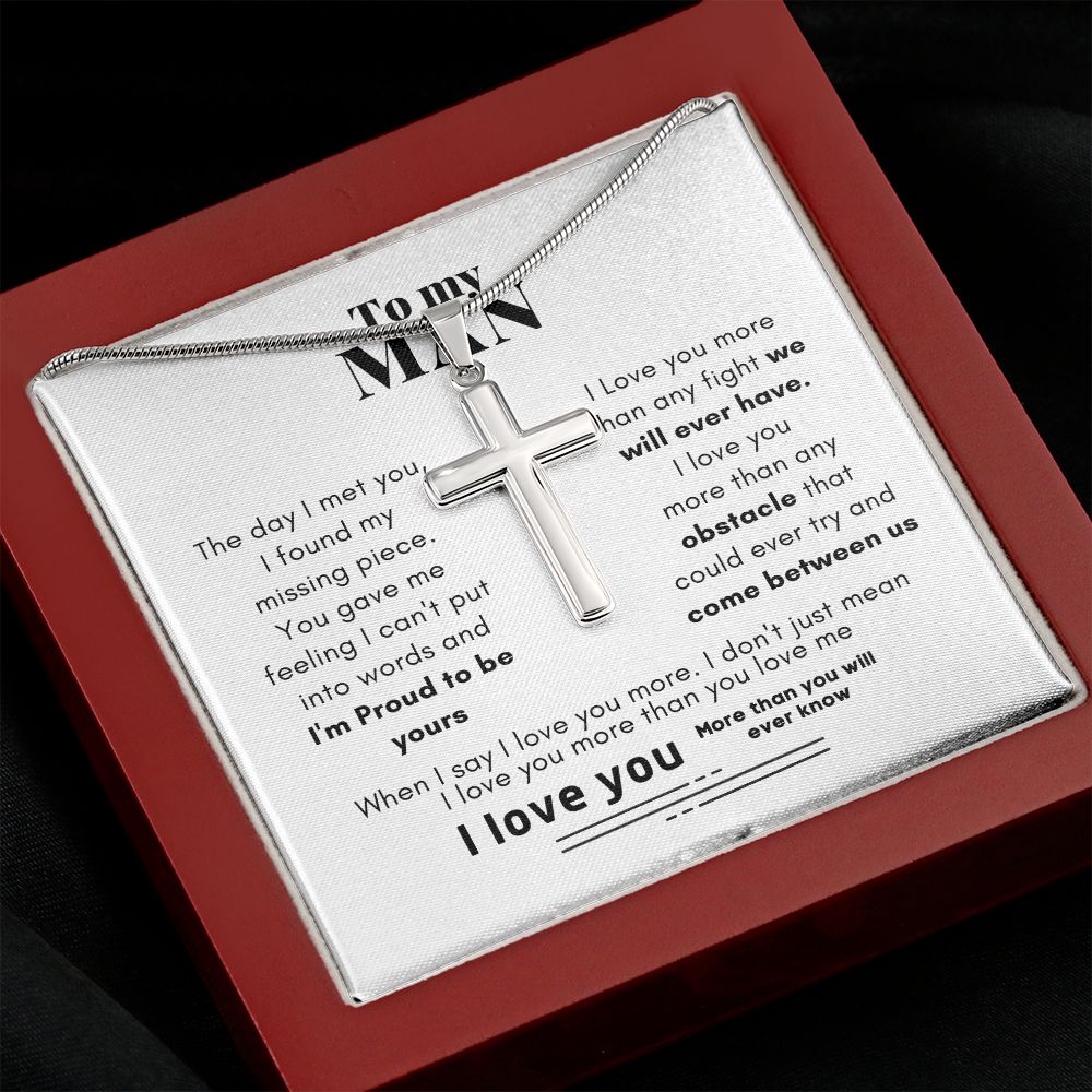 To My Man Proud To Be Yours Cross Necklace