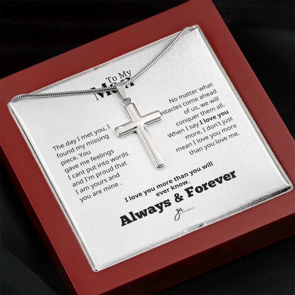 To My Man Cross Necklace - Always & Forever - White