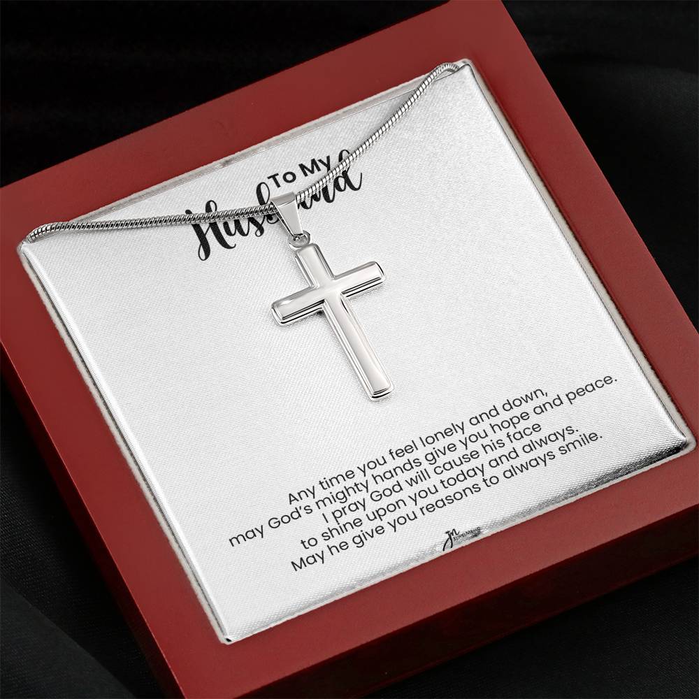 To My Husband Cross Necklace - Hope And Peace