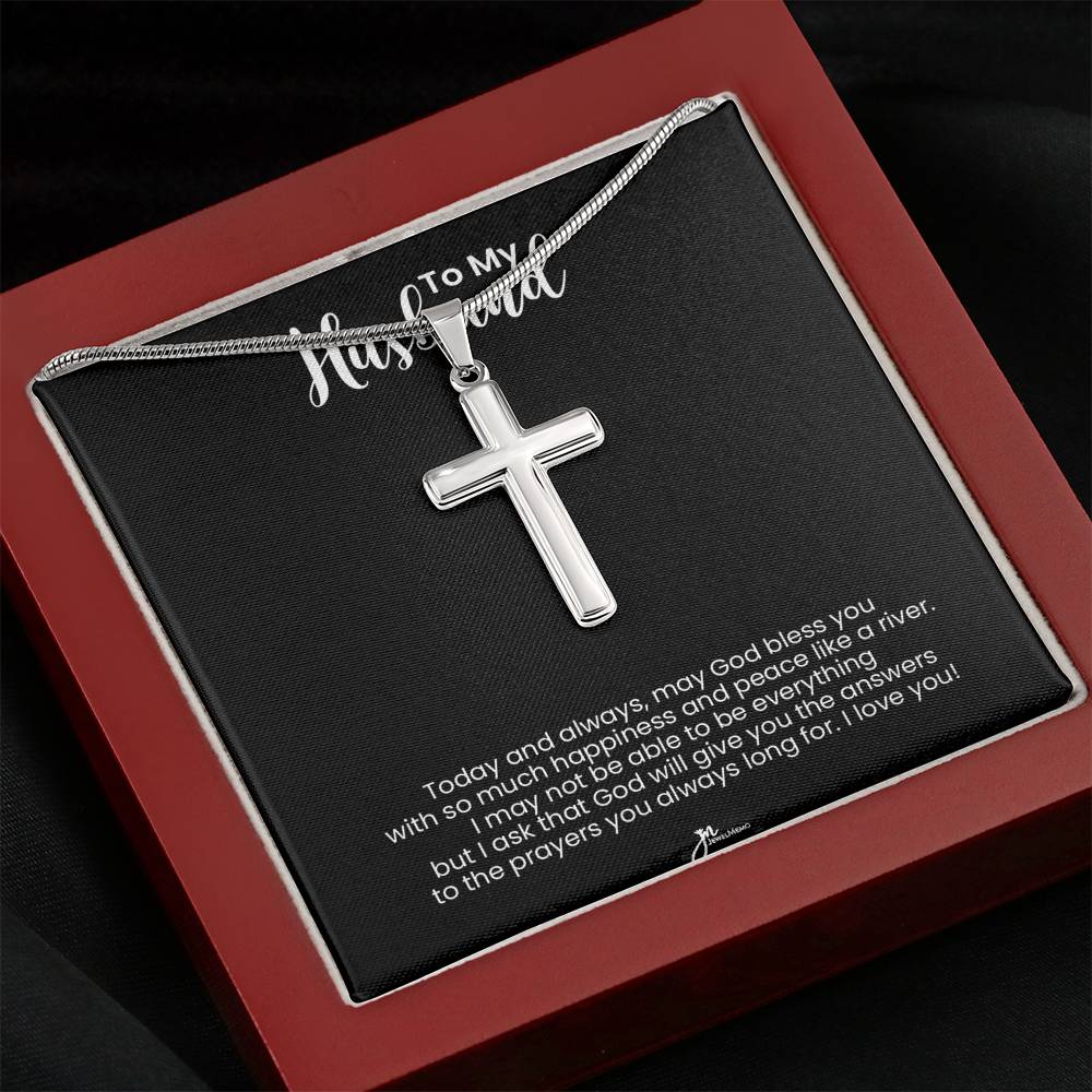 To My Husband Cross Necklace - God Bless You