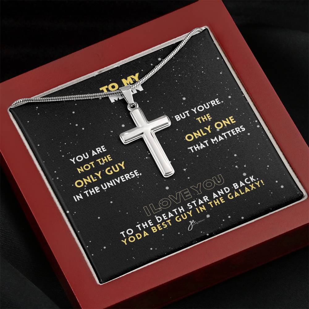 To My Man Yoda Best Guy In The Galaxy Cross Necklace