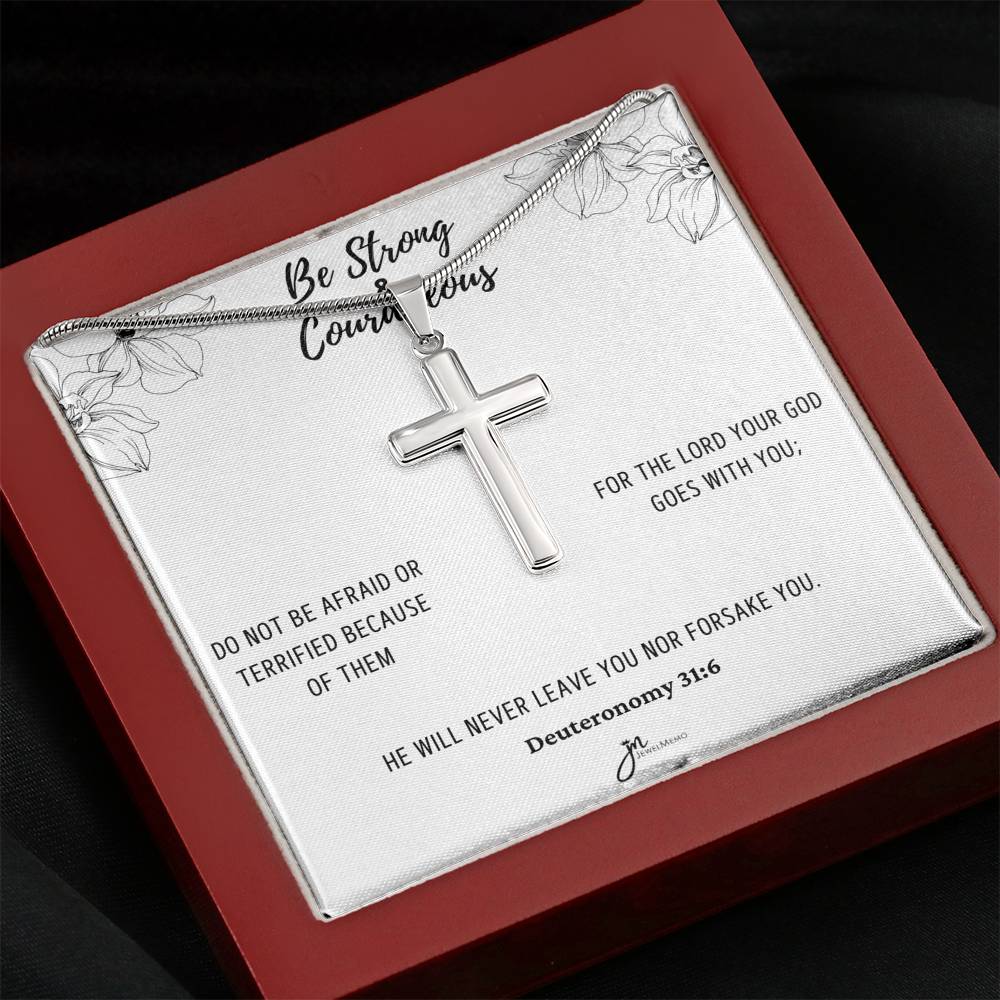 Cross Necklace - Be Strong And Courageous