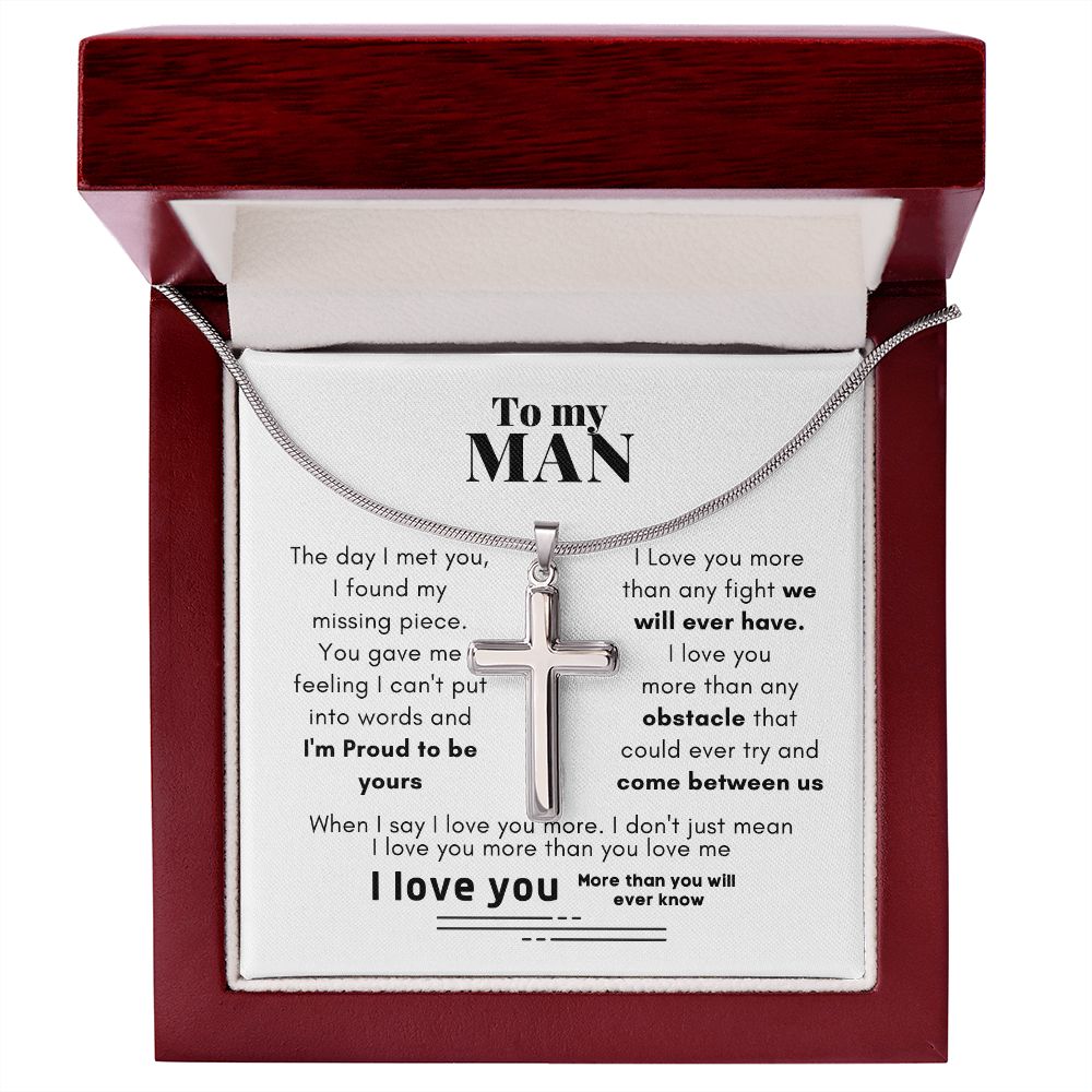 To My Man Proud To Be Yours Cross Necklace