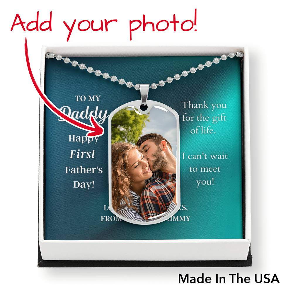 Custom Photo Dad Tag Pendant Necklace - Happy First Father's Day