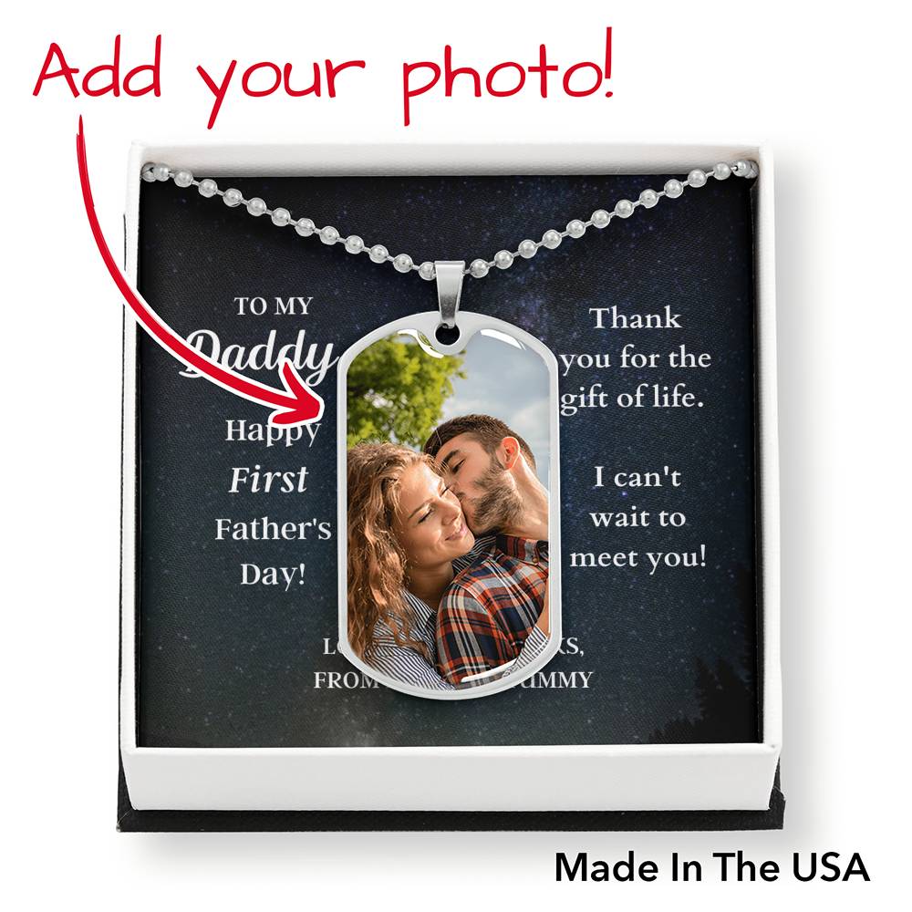 Custom Photo Dad Tag Pendant Necklace - Happy First Father's Day