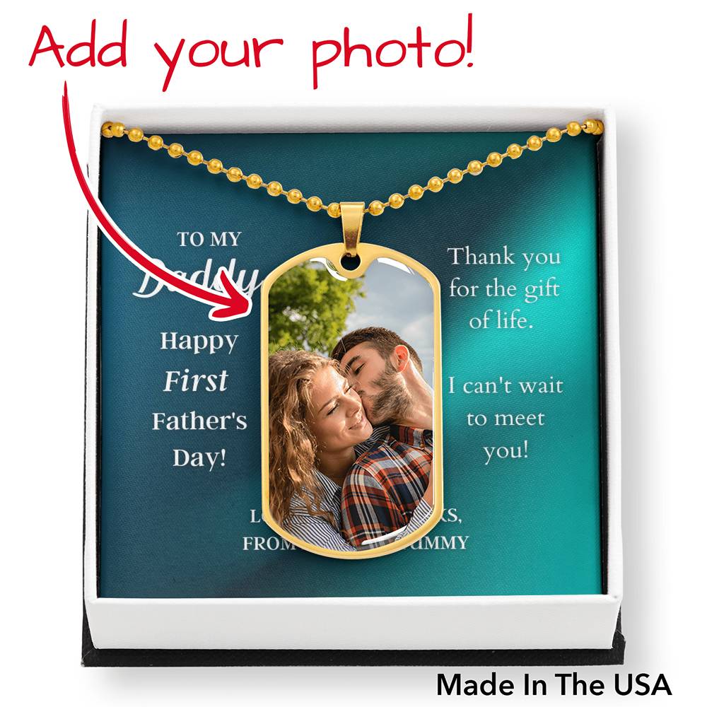 Custom Photo Dad Tag Pendant Necklace - Happy First Father's Day