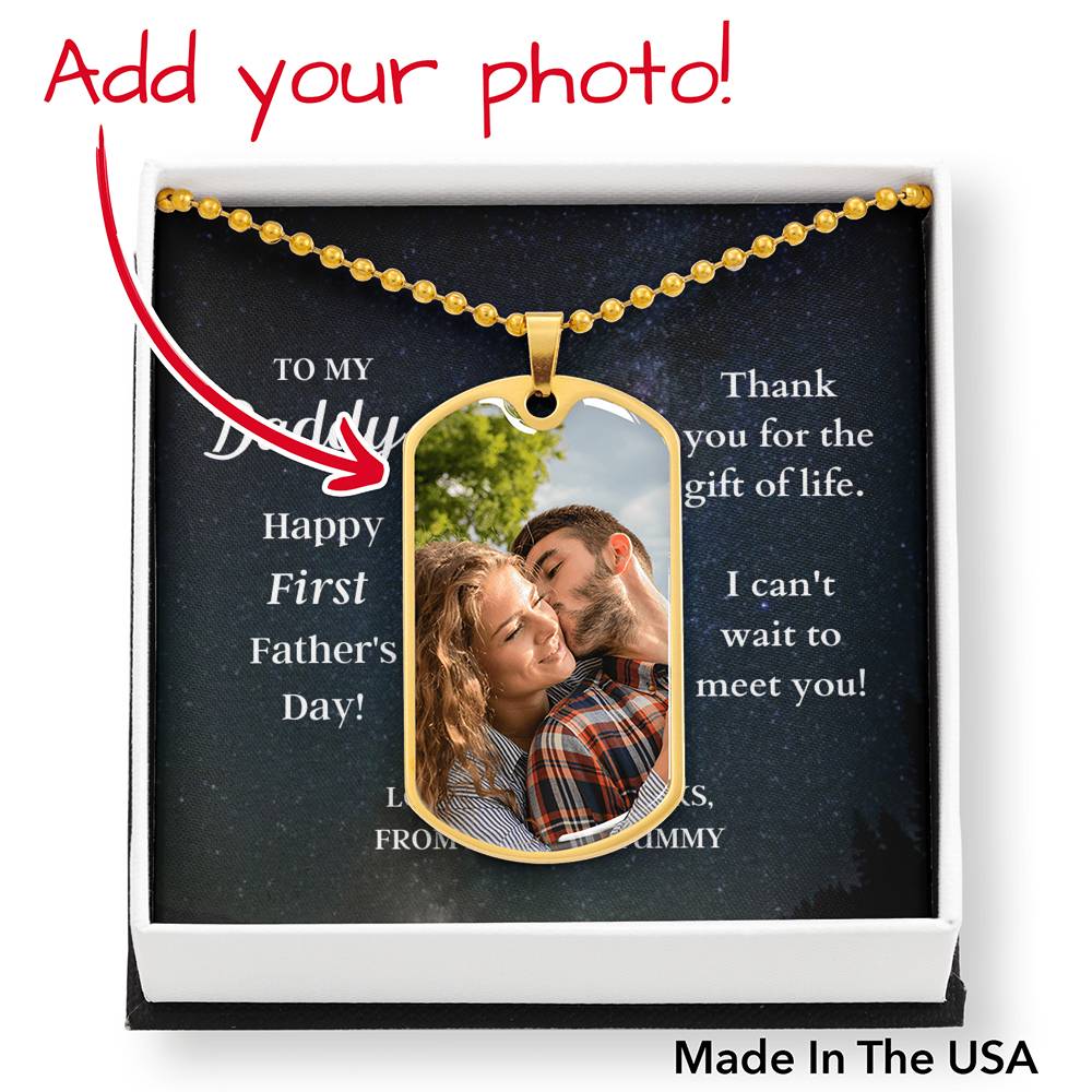 Custom Photo Dad Tag Pendant Necklace - Happy First Father's Day