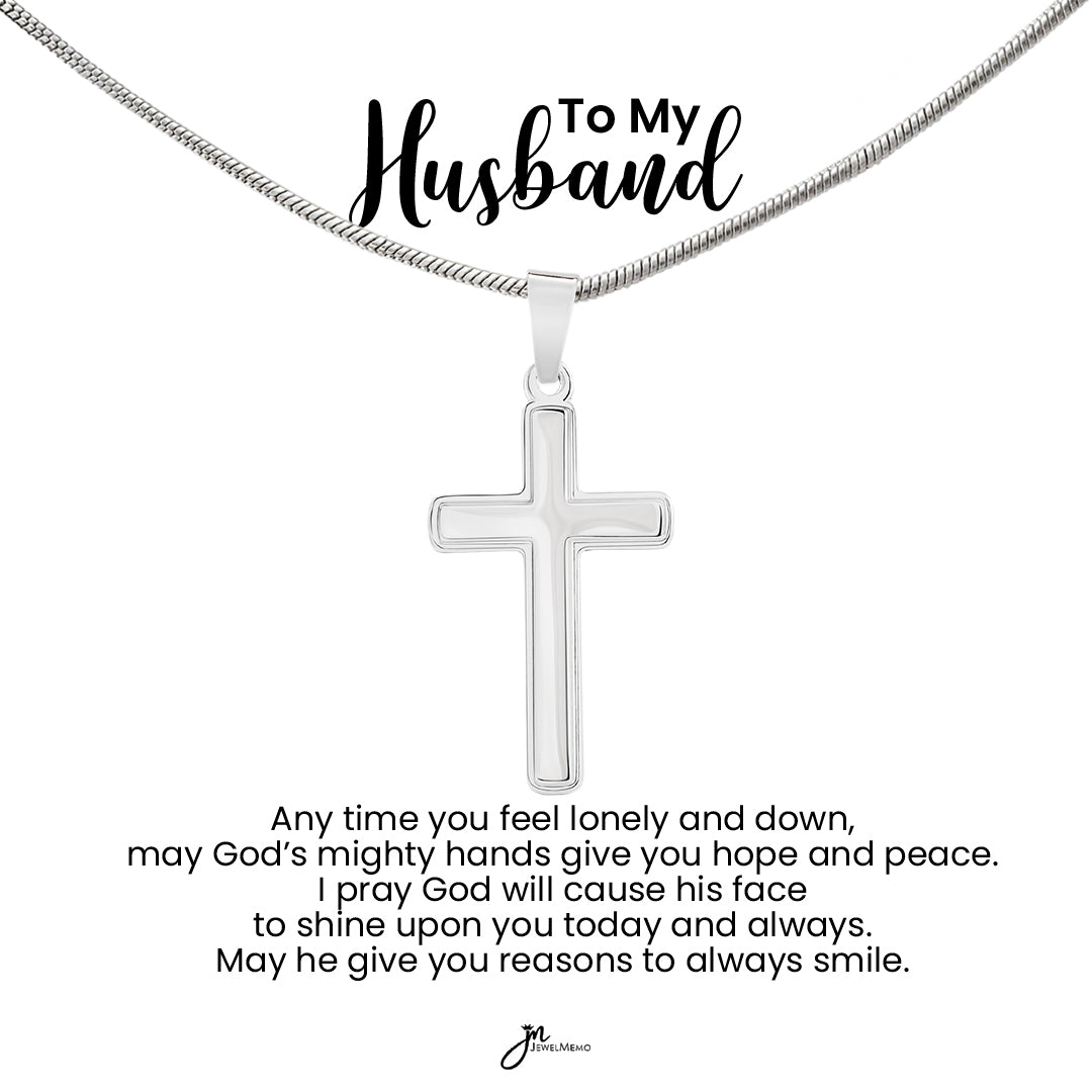 To My Husband Cross Necklace - Hope And Peace