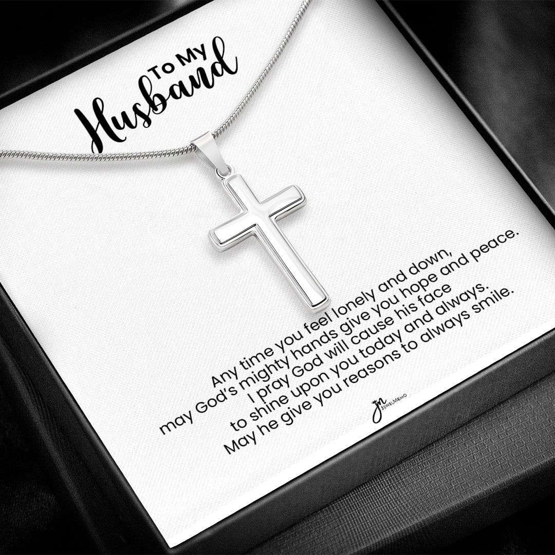 To My Husband Cross Necklace - Hope And Peace