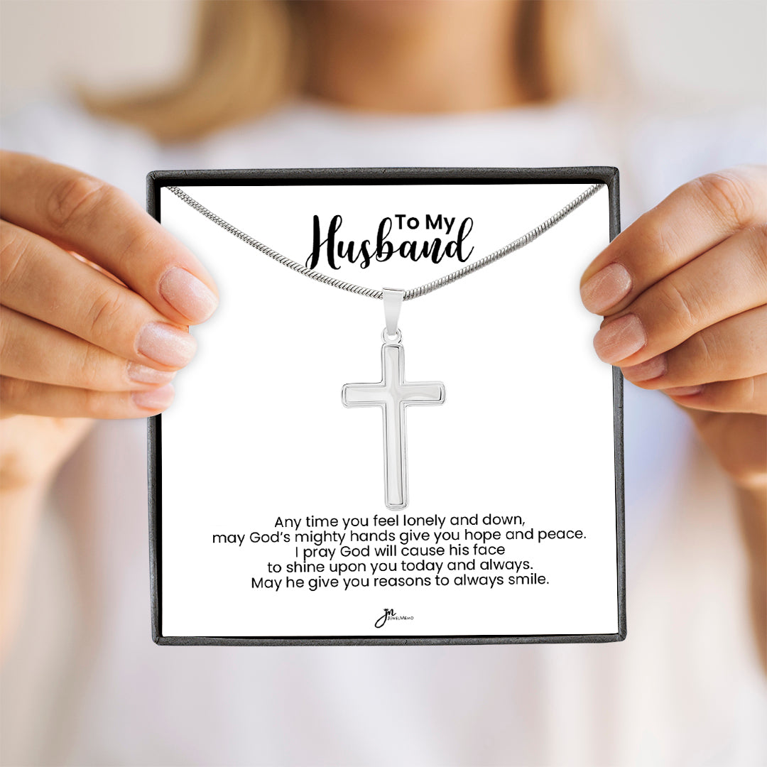 To My Husband Cross Necklace - Hope And Peace