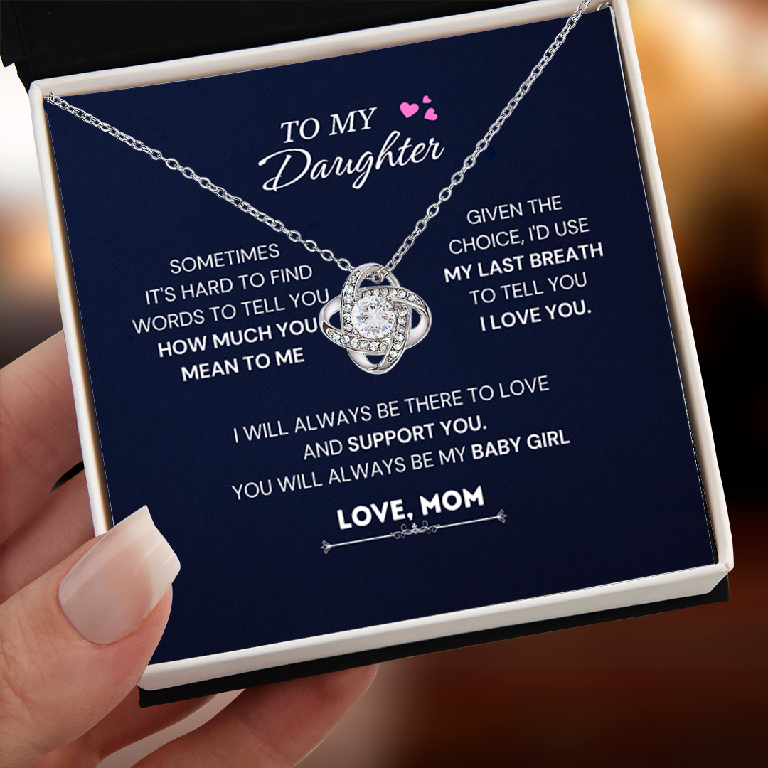 To My Beautiful Daughter, Love Knot Necklace, Gift From Mom, Mom to Daughter Gift, Christmas Gift Idea