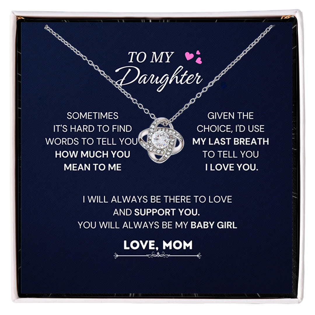 To My Beautiful Daughter, Love Knot Necklace, Gift From Mom, Mom to Daughter Gift, Christmas Gift Idea