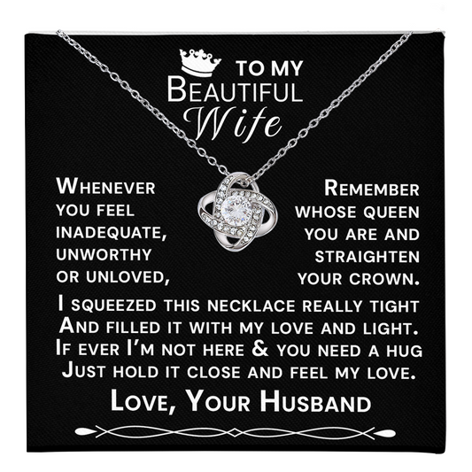 To My Beautiful Wife Hold Me Close Love Knot Necklace V13