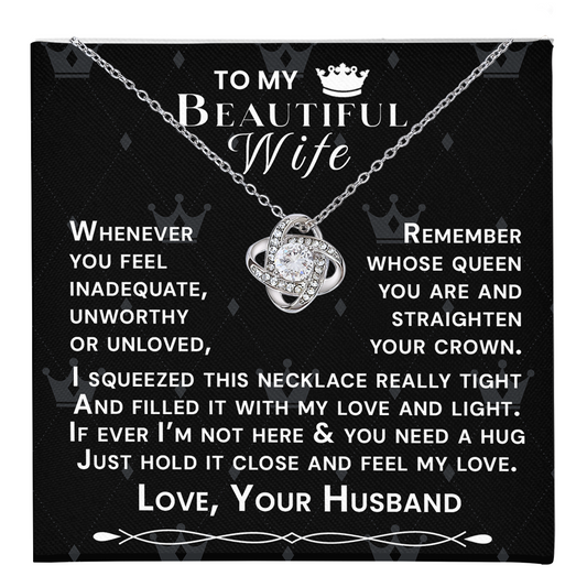 To My Beautiful Wife Hold Me Close Love Knot Necklace V5