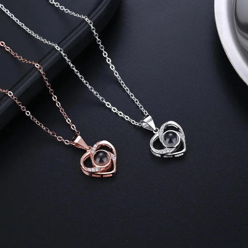 Projection Necklace Set With Rose Gift Box