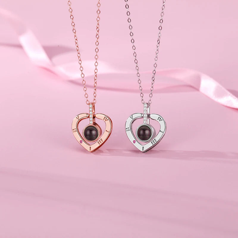 Projection Necklace Set With Rose Gift Box