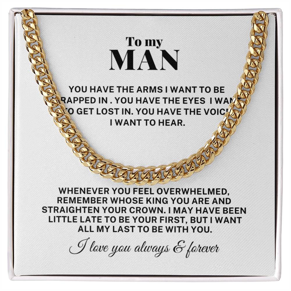 To My Man Be With You Cuban Link Chain Necklace V2