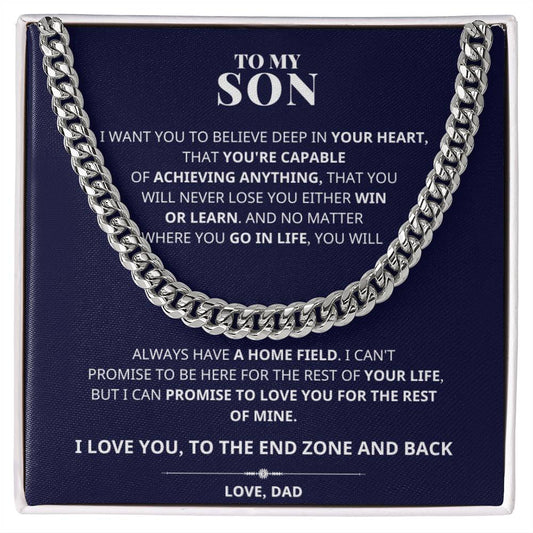 To My Son You're Capable Cuban Link Chain Necklace