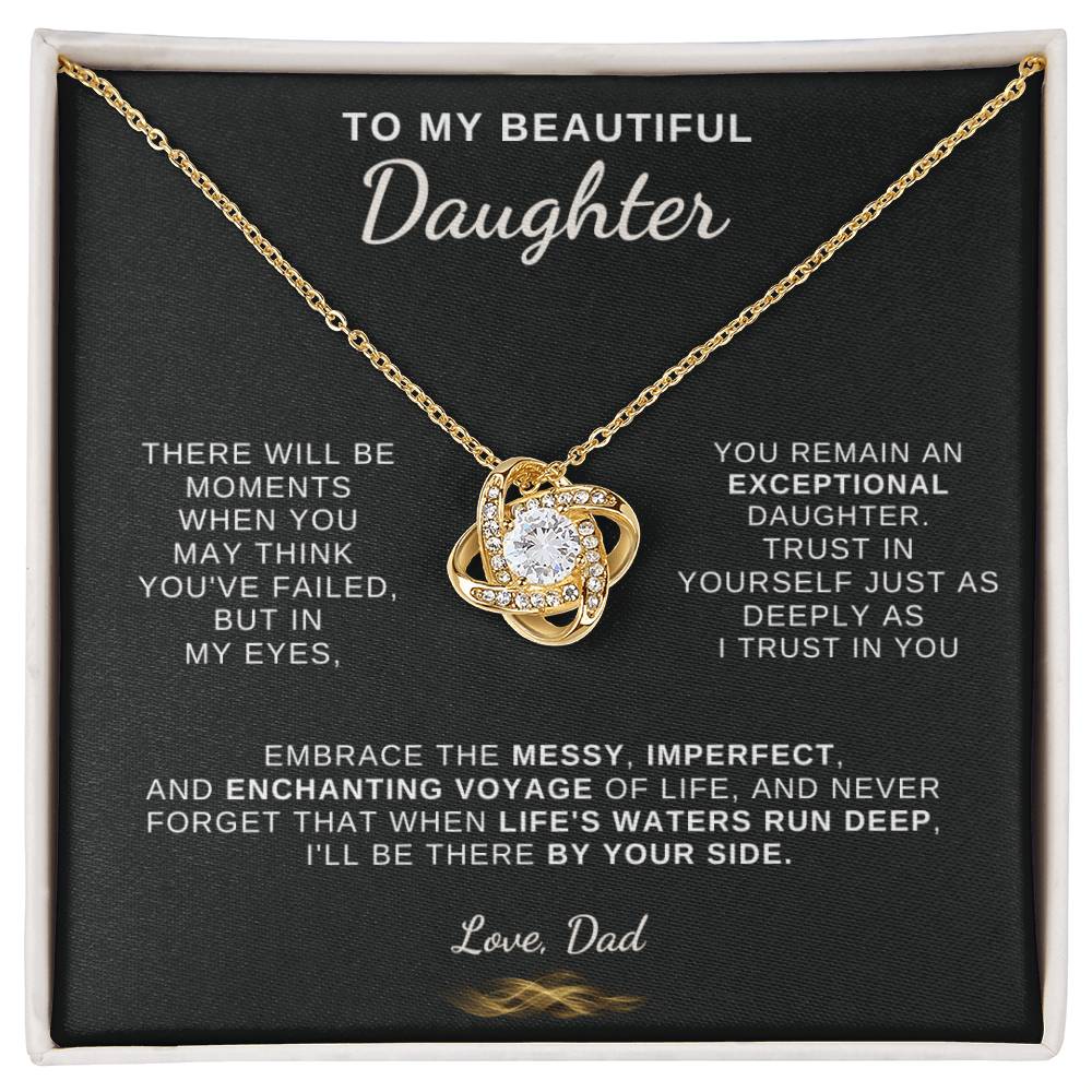 To My Beautiful Daughter, Love Knot Necklace, Gift From Dad, Dad to Daughter Gift, Christmas Gift Idea