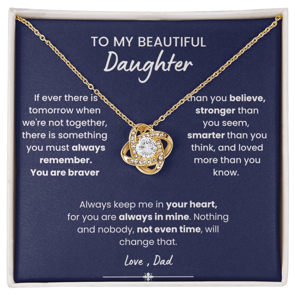 To My Beautiful Daughter, Love Knot Necklace, Gift From Dad, Dad to Daughter Gift, Christmas Gift Idea