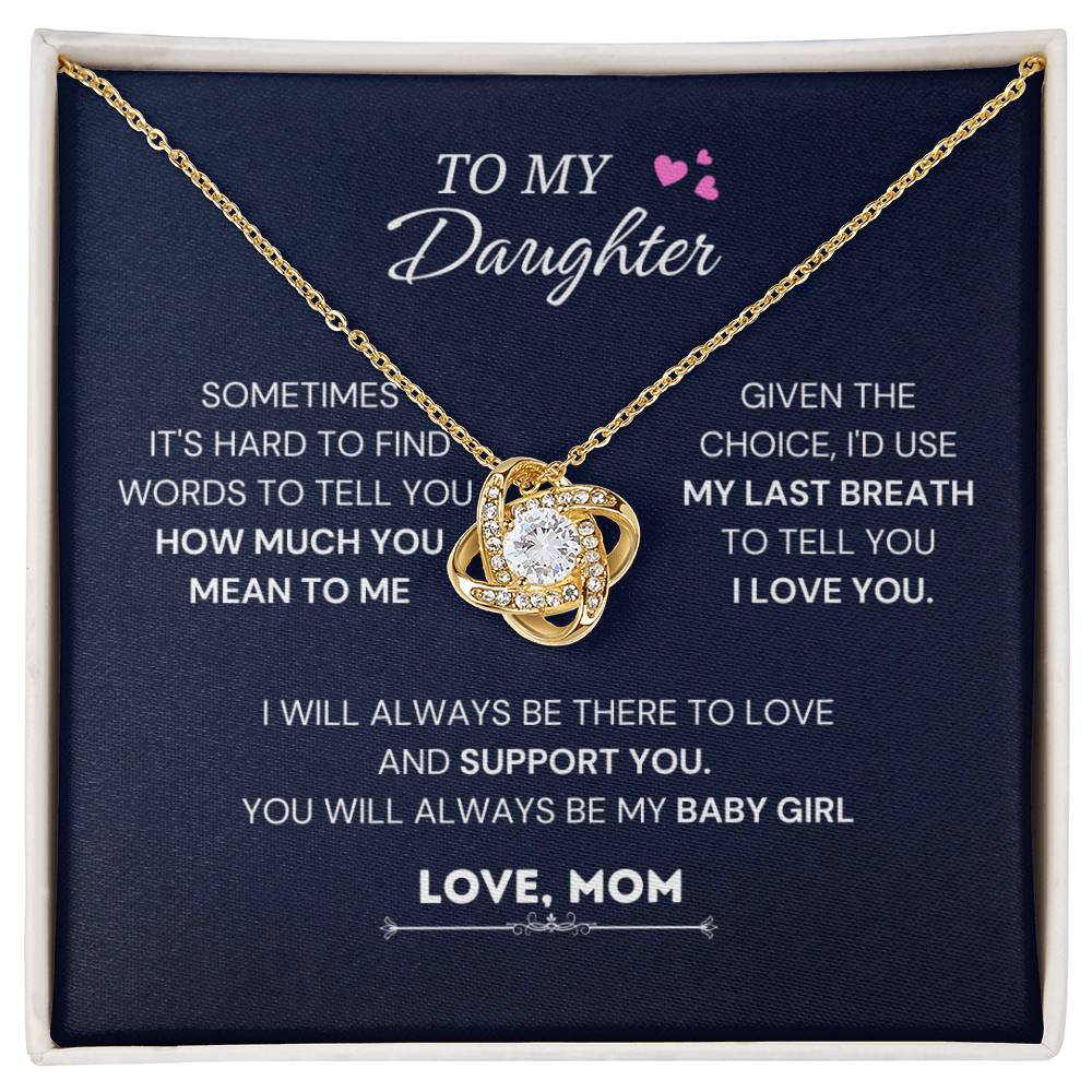 To My Beautiful Daughter, Love Knot Necklace, Gift From Mom, Mom to Daughter Gift, Christmas Gift Idea