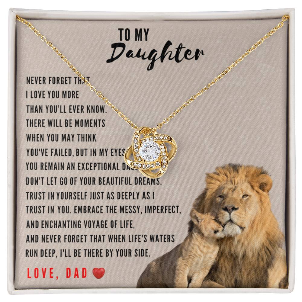 To My Beautiful Daughter, Love Knot Necklace, Gift From Dad, Dad to Daughter Gift, Christmas Gift Idea