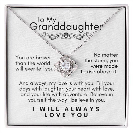 To My Granddaughter: Love Knot Necklace, a Reminder of Courage, Strength, and Unfailing Support