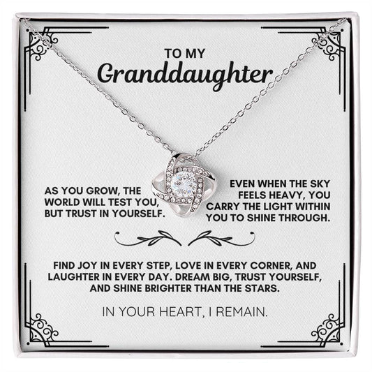 To My Granddaughter: Love Knot Necklace as a Symbol of Resilience and Self-Belief.
