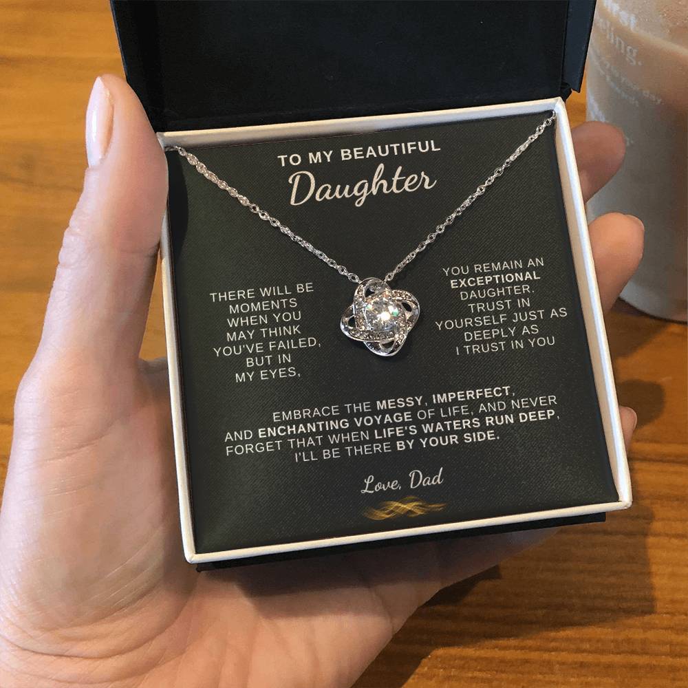 To My Beautiful Daughter, Love Knot Necklace, Gift From Dad, Dad to Daughter Gift, Christmas Gift Idea