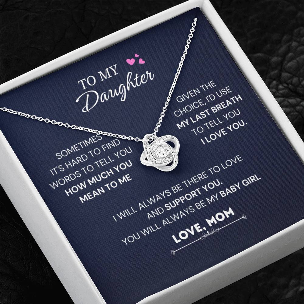 To My Beautiful Daughter, Love Knot Necklace, Gift From Mom, Mom to Daughter Gift, Christmas Gift Idea