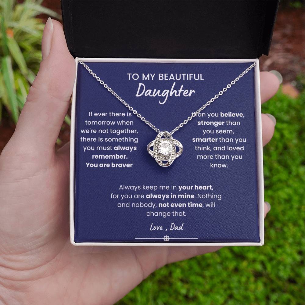 To My Beautiful Daughter, Love Knot Necklace, Gift From Dad, Dad to Daughter Gift, Christmas Gift Idea