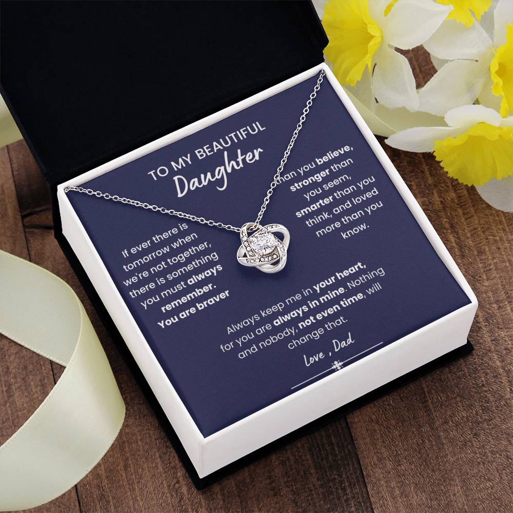 To My Beautiful Daughter, Love Knot Necklace, Gift From Dad, Dad to Daughter Gift, Christmas Gift Idea