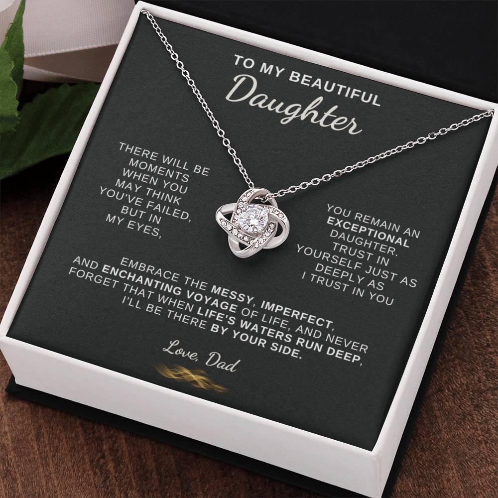 To My Beautiful Daughter, Love Knot Necklace, Gift From Dad, Dad to Daughter Gift, Christmas Gift Idea
