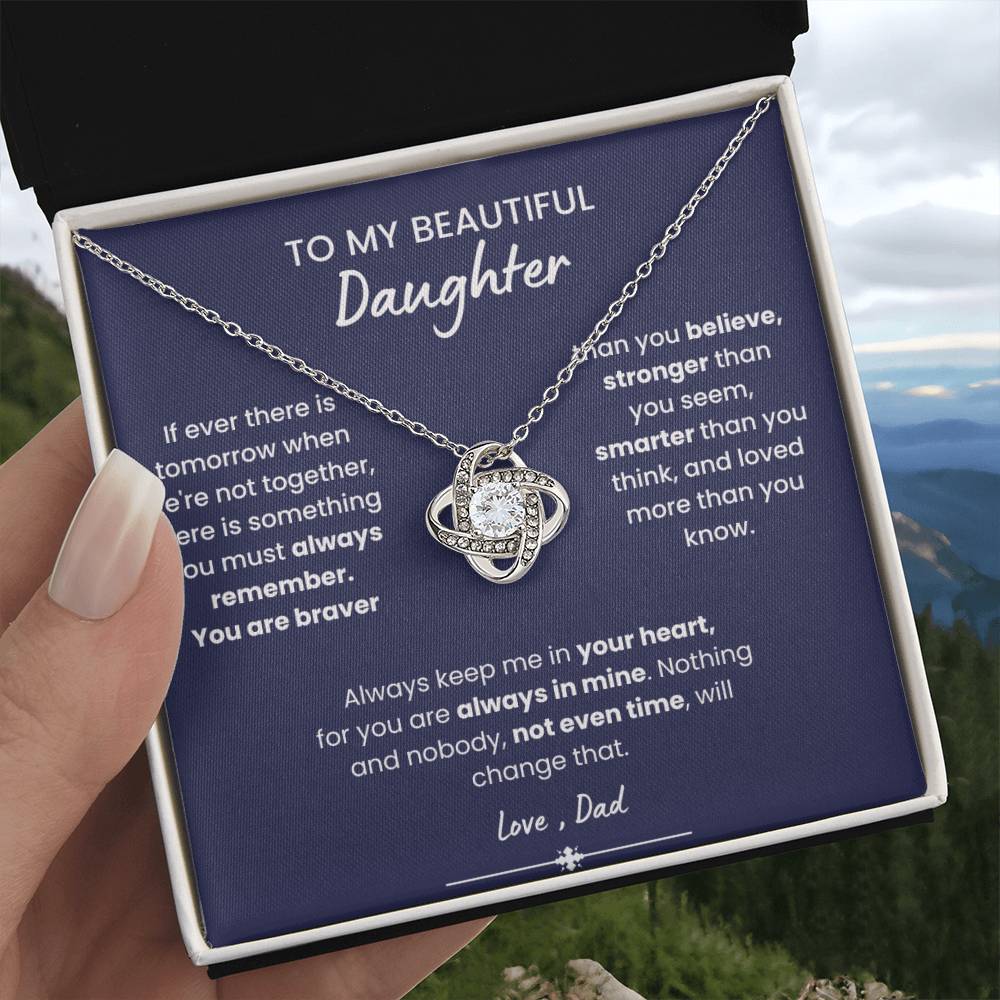 To My Beautiful Daughter, Love Knot Necklace, Gift From Dad, Dad to Daughter Gift, Christmas Gift Idea