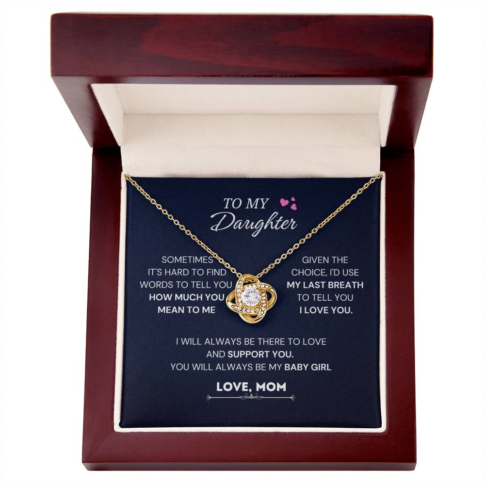 To My Beautiful Daughter, Love Knot Necklace, Gift From Mom, Mom to Daughter Gift, Christmas Gift Idea
