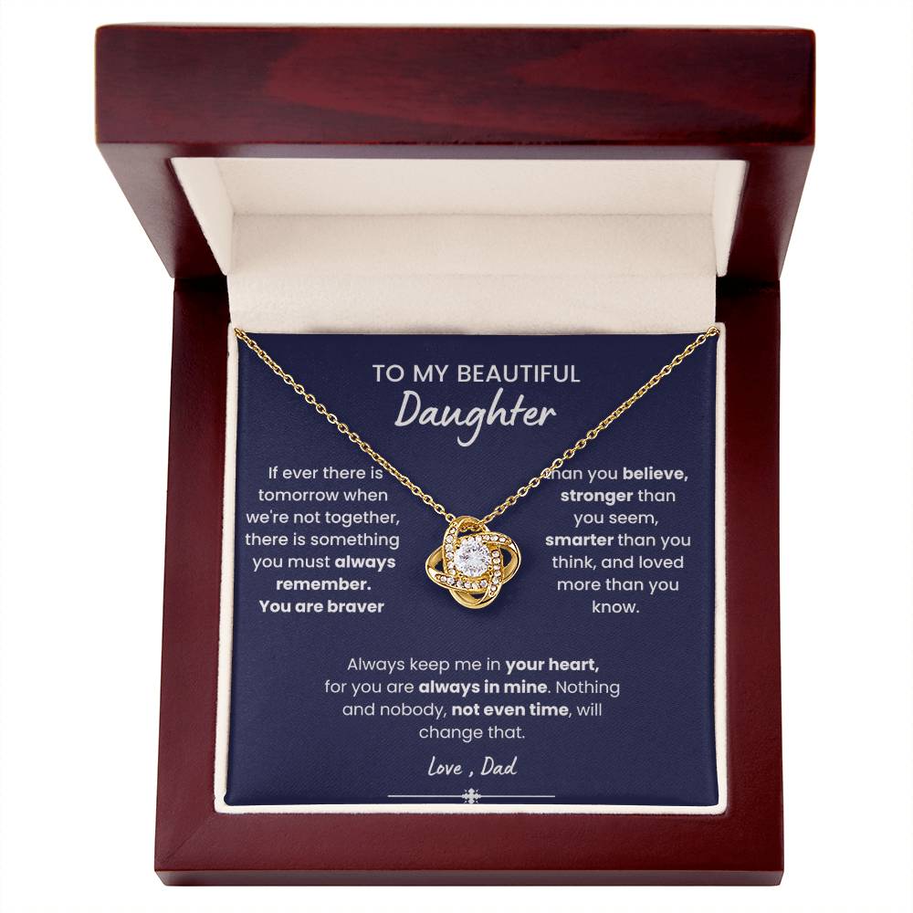 To My Beautiful Daughter, Love Knot Necklace, Gift From Dad, Dad to Daughter Gift, Christmas Gift Idea