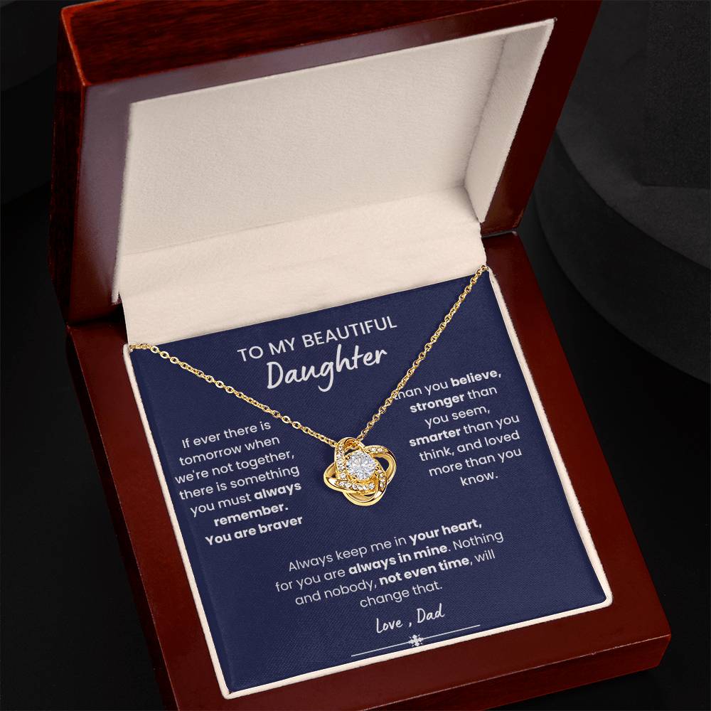 To My Beautiful Daughter, Love Knot Necklace, Gift From Dad, Dad to Daughter Gift, Christmas Gift Idea