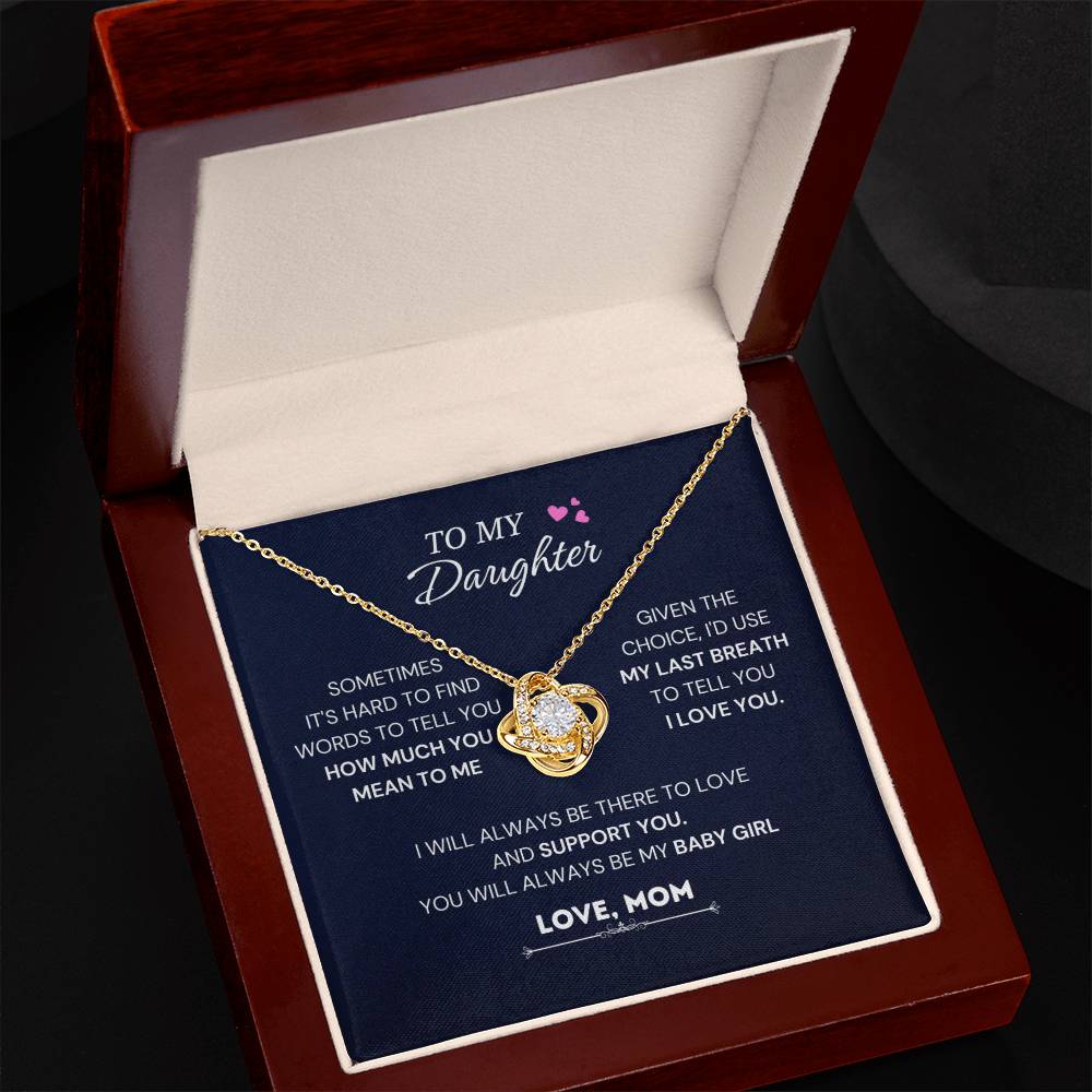 To My Beautiful Daughter, Love Knot Necklace, Gift From Mom, Mom to Daughter Gift, Christmas Gift Idea
