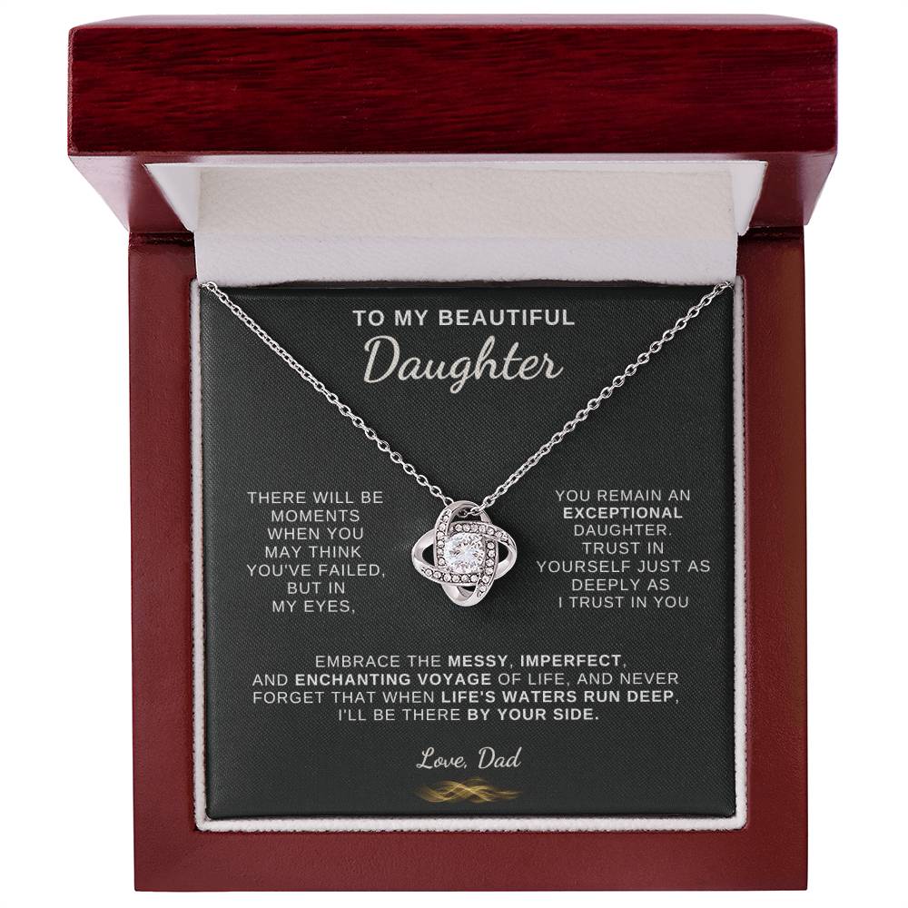 To My Beautiful Daughter, Love Knot Necklace, Gift From Dad, Dad to Daughter Gift, Christmas Gift Idea
