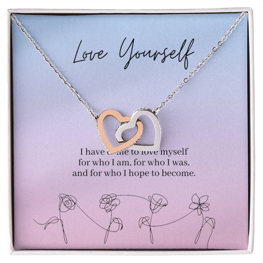 Love Yourself Army Interlocking Hearts Necklace