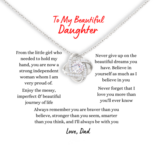 To My Beautiful Daughter Love Knot Necklace